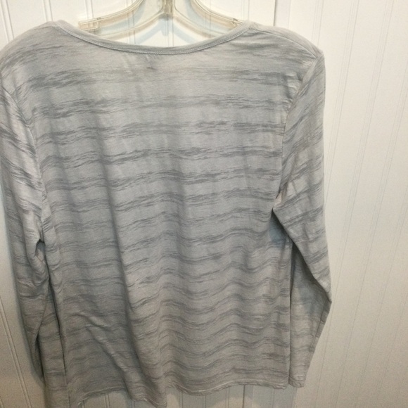 J.Jill Long Sleeve Gray & White V Neck Casual Top Size XL - Picture 5 of 8